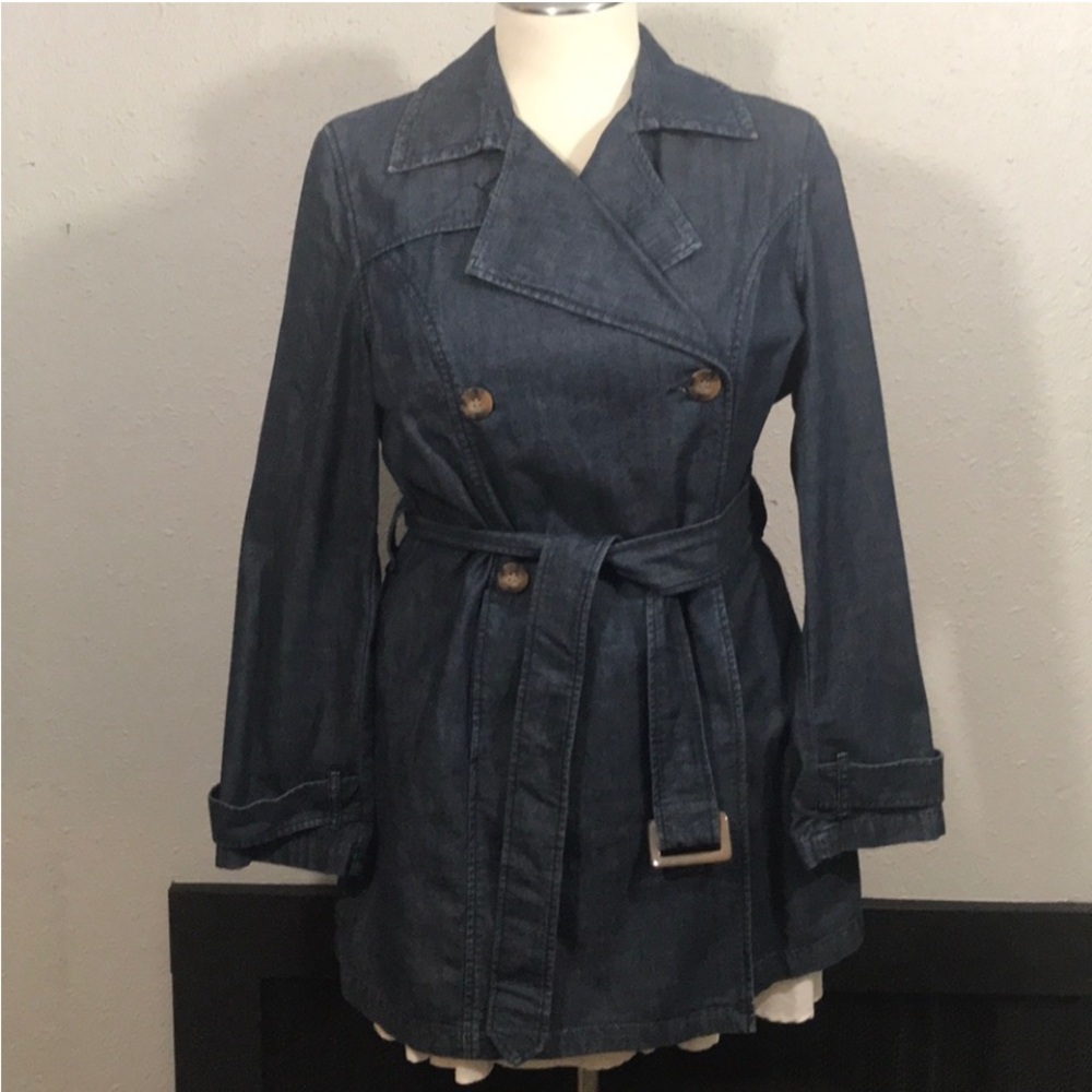 Charter Club NEW Denim Double Breasted Trench Coat